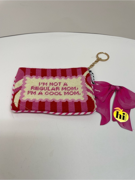 Source Unknown Accessories - Pink & Red Striped Key/Card Holder with Gold Ring